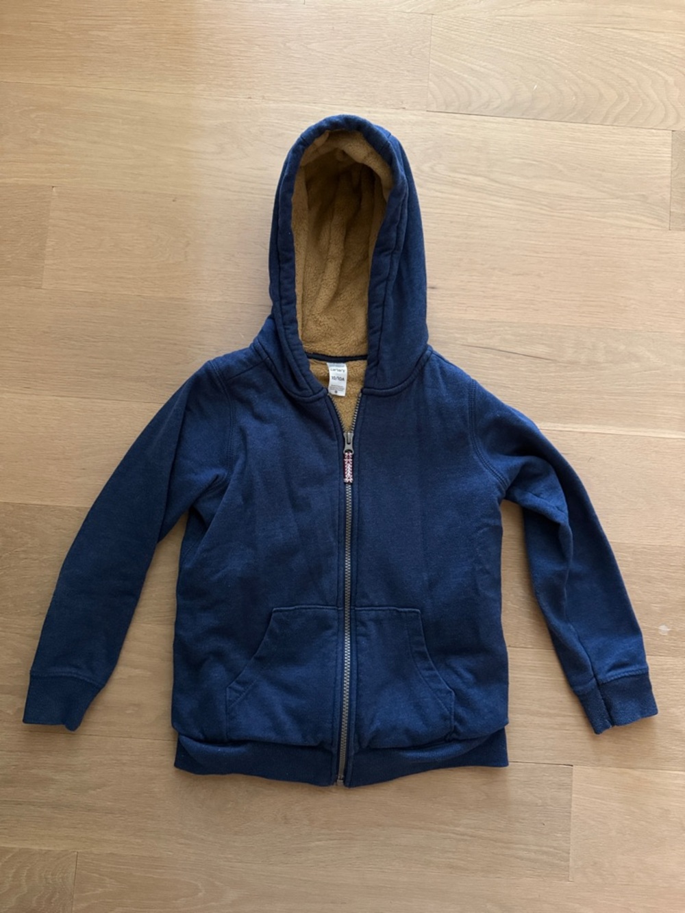Carter’s Fuzzy-Lined Navy Zip-Up Hoodie, size 10/10A